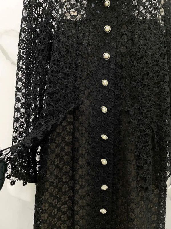 Chanel Chanel Black Cotton Long Sleeve Dress 0089 Size S / US 4 / IT 40 - 4 Thumbnail