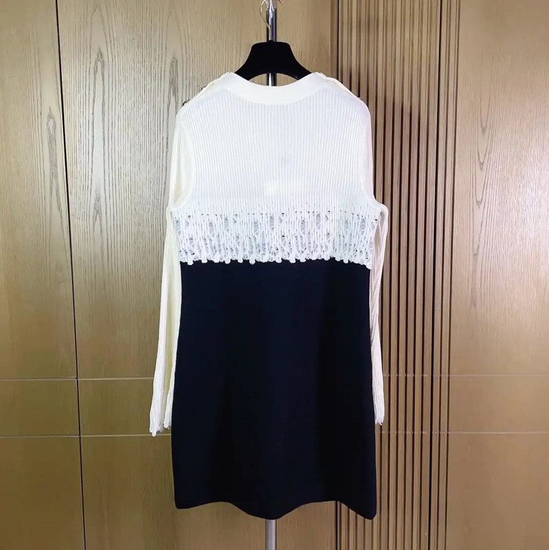 Chanel Chanel Color-Block Wool Blend Long Sleeve Dress 0089 Size S / US 4 / IT 40 - 2 Thumbnail