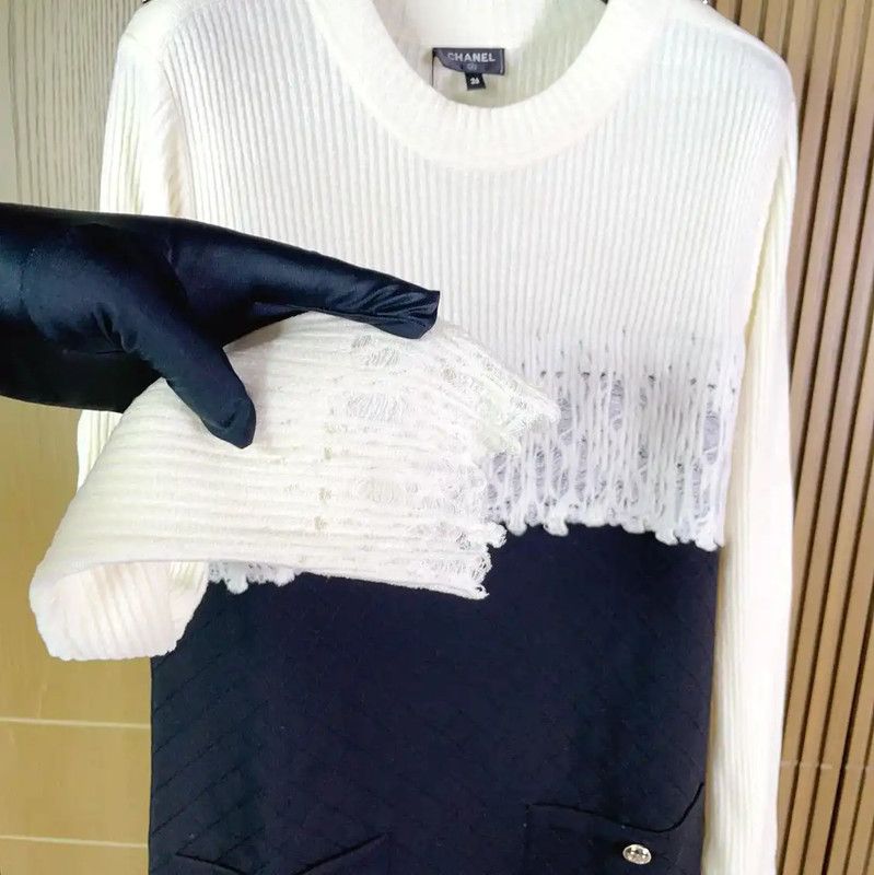 Chanel Chanel Color-Block Wool Blend Long Sleeve Dress 0089 Size S / US 4 / IT 40 - 5 Thumbnail