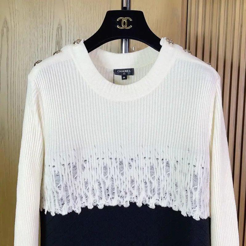 Chanel Chanel Color-Block Wool Blend Long Sleeve Dress 0089 Size S / US 4 / IT 40 - 3 Thumbnail