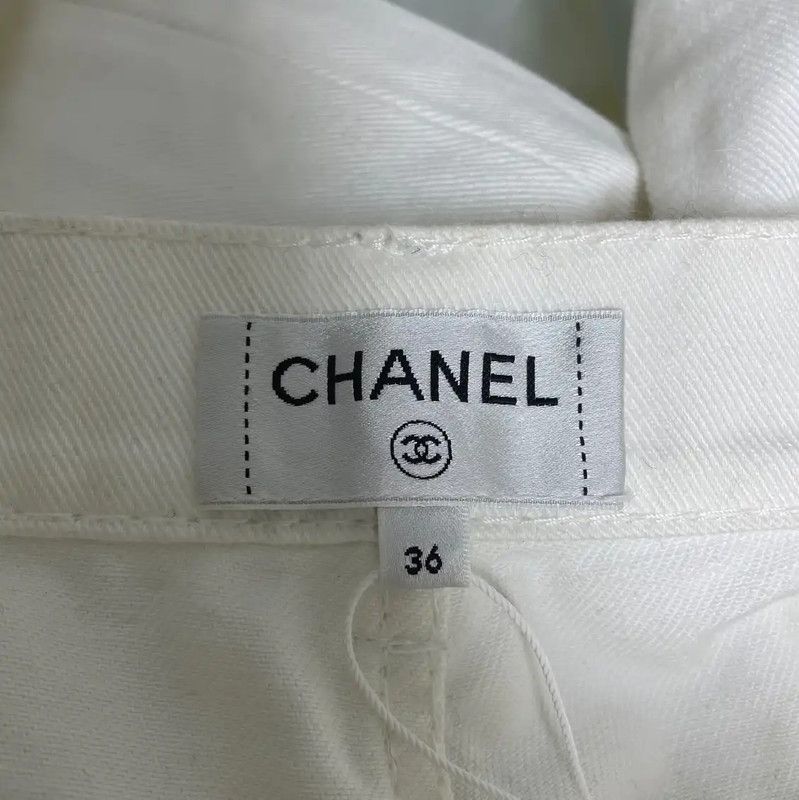 Chanel Chanel White Denim Women's Pants 0089 Size 23" - 7 Thumbnail