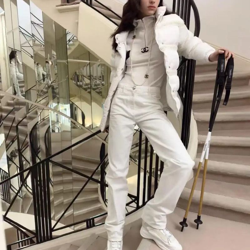 Chanel Chanel White Denim Women's Pants 0089 Size 23" - 6 Thumbnail