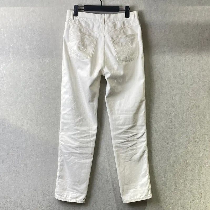 Chanel Chanel White Denim Women's Pants 0089 Size 23" - 2 Thumbnail