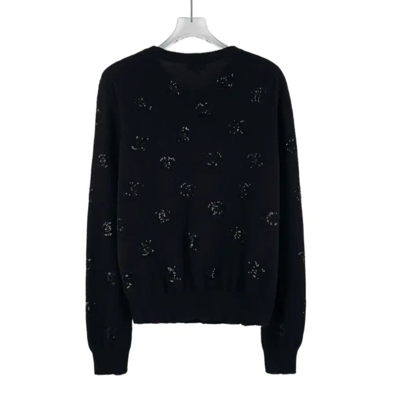 Chanel Chanel Black Cashmere Cardigan with Floral Design 0089 Size M / US 6-8 / IT 42-44 - 2 Thumbnail