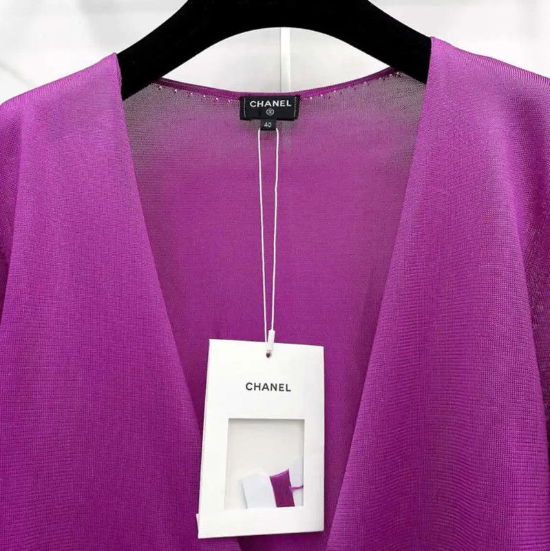 Chanel Chanel Purple Silk Long Sleeve Cardigan 0089 Size M / US 6-8 / IT 42-44 - 3 Thumbnail