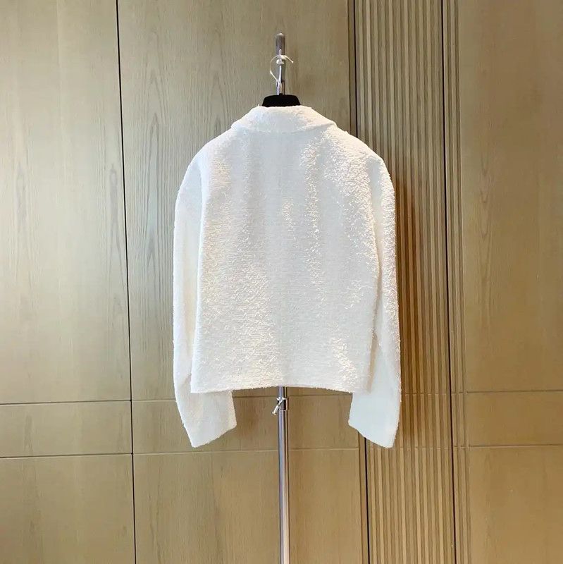 Chanel Chanel White Cotton Blend Women's Jacket 0089 Size M / US 6-8 / IT 42-44 - 2 Thumbnail