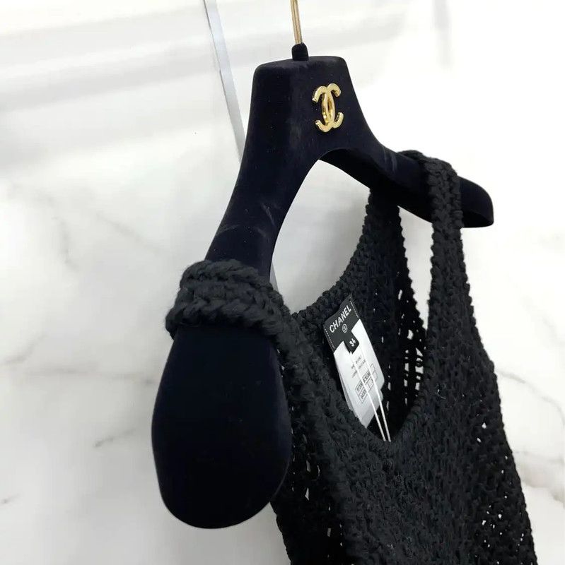Chanel Chanel Black Wool Women's Midi Dress 0089 Size S / US 4 / IT 40 - 6 Thumbnail