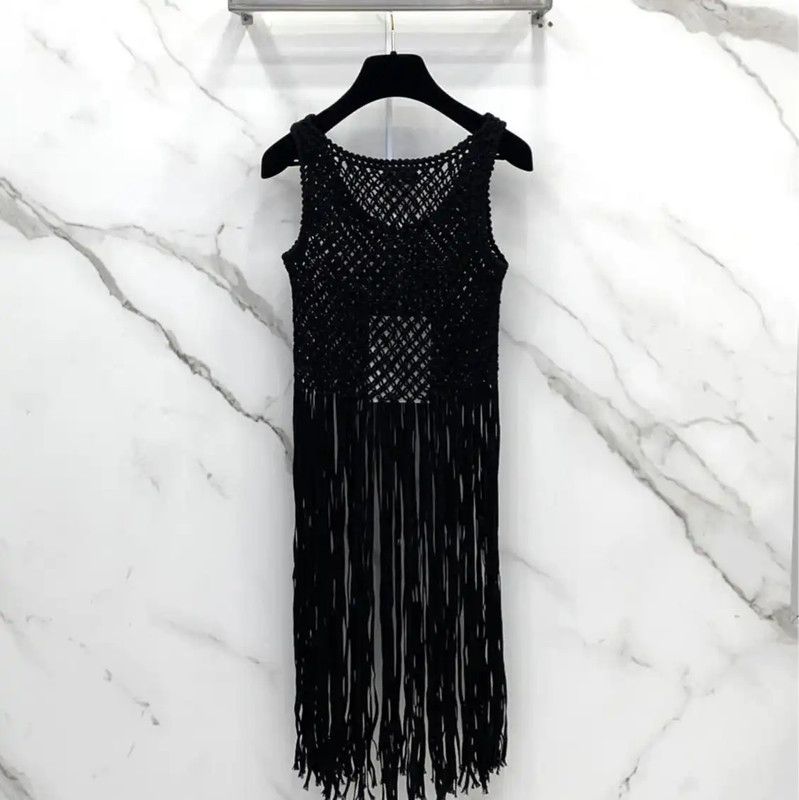 Chanel Chanel Black Wool Women's Midi Dress 0089 Size S / US 4 / IT 40 - 2 Thumbnail