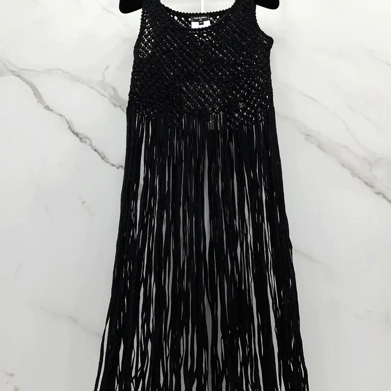 Chanel Chanel Black Wool Women's Midi Dress 0089 Size S / US 4 / IT 40 - 4 Thumbnail
