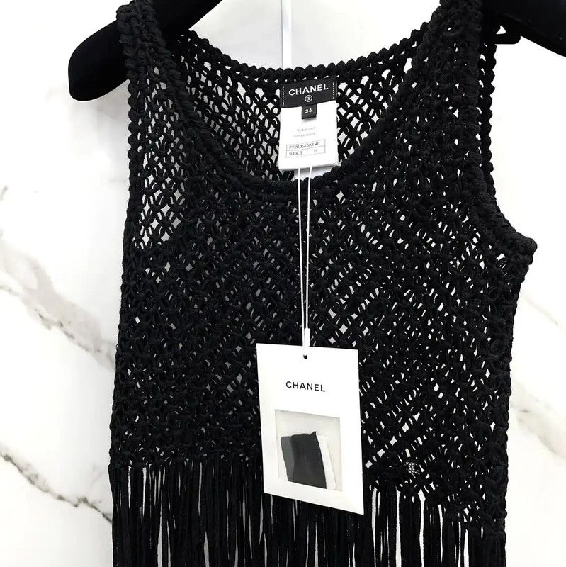 Chanel Chanel Black Wool Women's Midi Dress 0089 Size S / US 4 / IT 40 - 7 Thumbnail