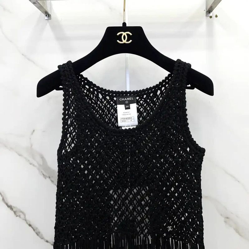 Chanel Chanel Black Wool Women's Midi Dress 0089 Size S / US 4 / IT 40 - 3 Thumbnail