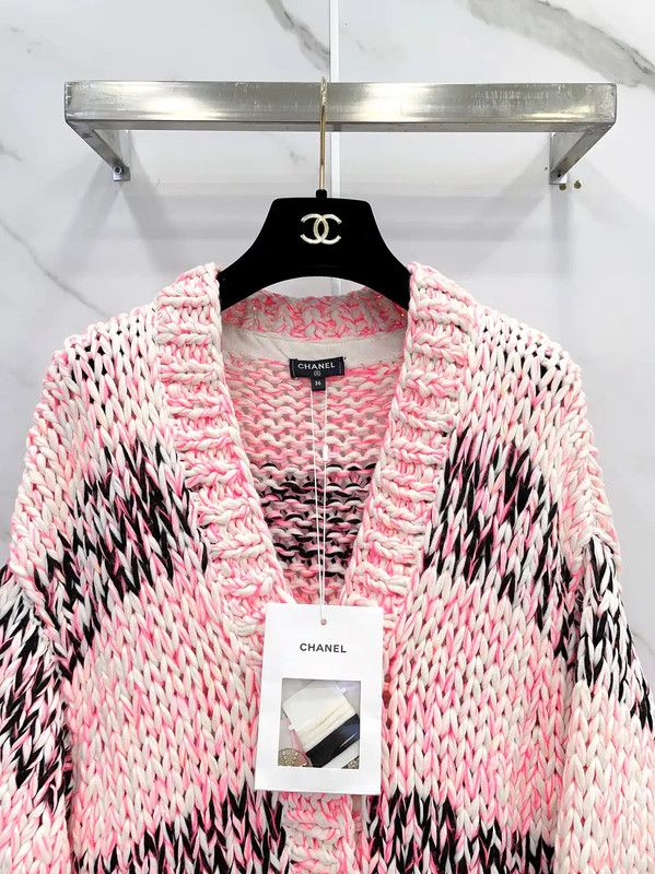 Chanel Chanel Pink Knit Women's Jacket 0089 Size M / US 6-8 / IT 42-44 - 4 Thumbnail