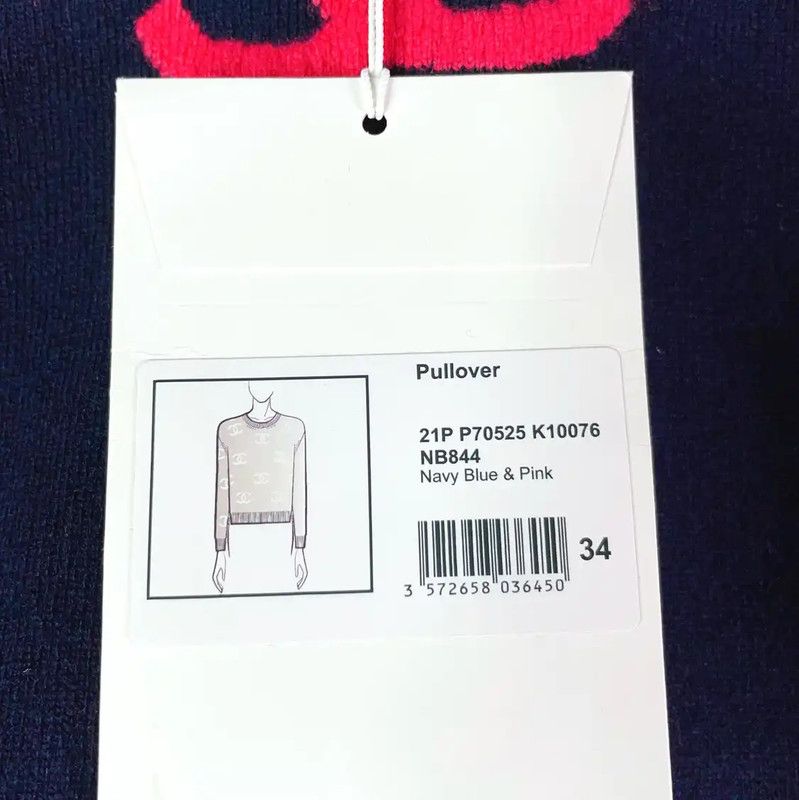 Chanel Chanel Blue Cashmere Women’s Long Sleeve Sweater 0089 Size S / US 4 / IT 40 - 8 Thumbnail