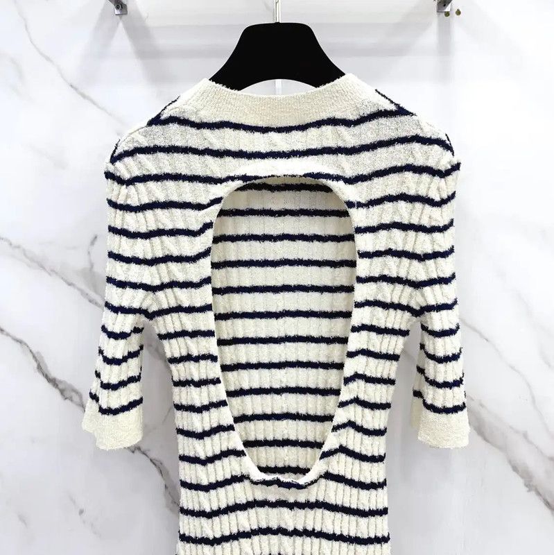 Chanel Chanel Striped Wool Blend Short Sleeve Dress 0089 Size S / US 4 / IT 40 - 8 Thumbnail
