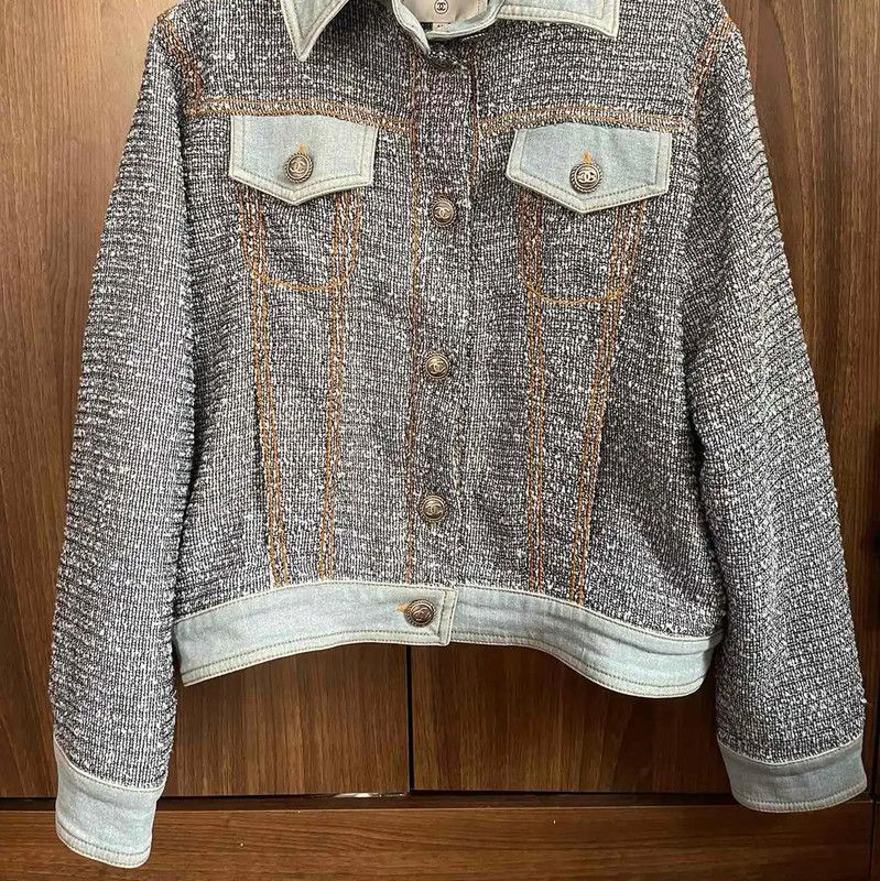 Chanel Chanel Gray Cotton Blend Women's Jacket 0089 Size S / US 4 / IT 40 - 7 Thumbnail