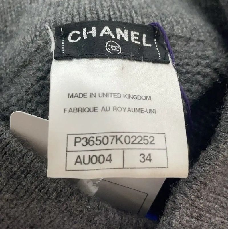 Chanel Gray Cashmere Cardigan for Women 0089
