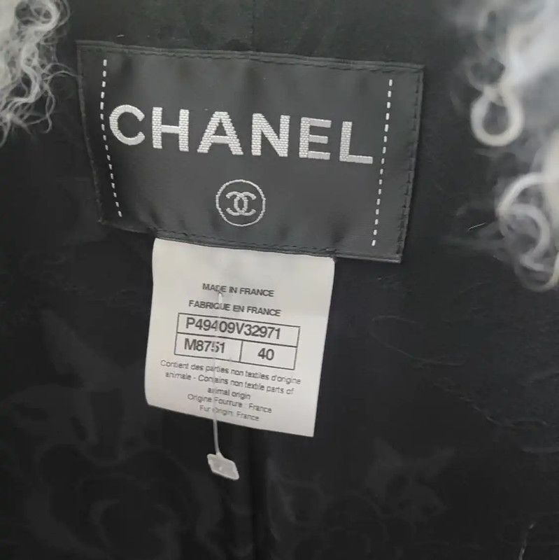 Chanel Chanel Black Wool Logo Plaid Mid-Length Coat 0089 Size M / US 6-8 / IT 42-44 - 6 Thumbnail