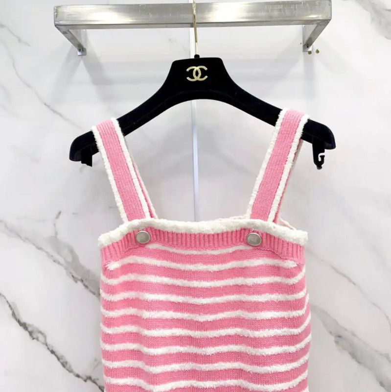 Chanel Chanel Pink Striped Wool Blend Dress 0089 Size S / US 4 / IT 40 - 3 Thumbnail