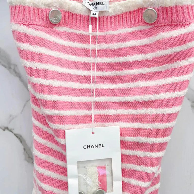 Chanel Chanel Pink Striped Wool Blend Dress 0089 Size S / US 4 / IT 40 - 6 Thumbnail
