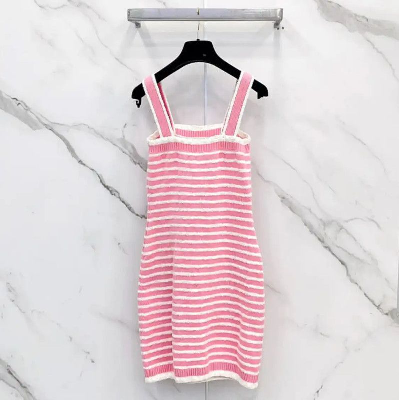 Chanel Chanel Pink Striped Wool Blend Dress 0089 Size S / US 4 / IT 40 - 2 Thumbnail