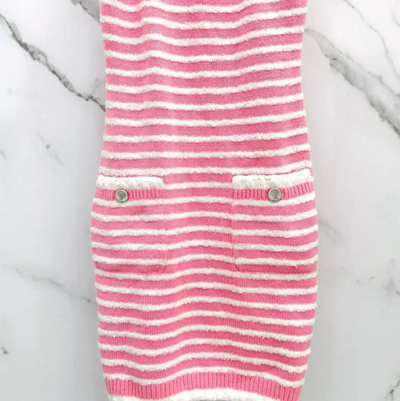 Chanel Chanel Pink Striped Wool Blend Dress 0089 Size S / US 4 / IT 40 - 4 Thumbnail