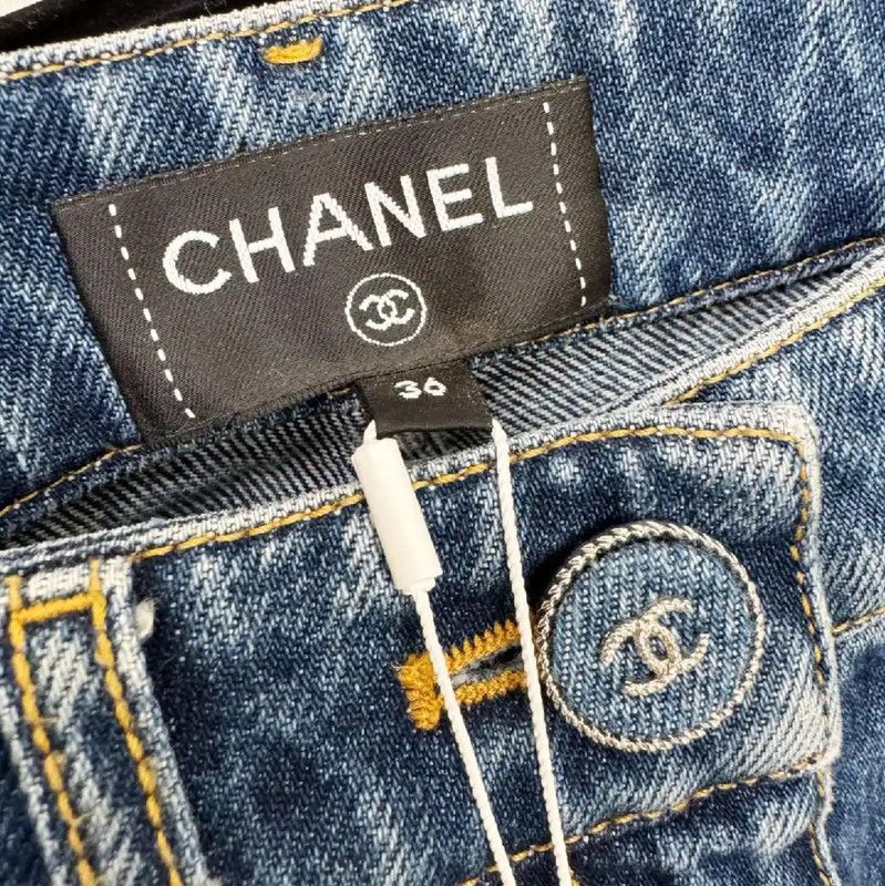 Chanel Chanel Blue Denim Jeans for Women 0089 Size 23" - 3 Thumbnail