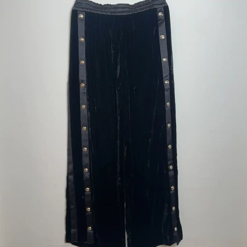 Chanel Chanel Black Silk Women's Casual Pants 0089 Size 23" - 2 Thumbnail