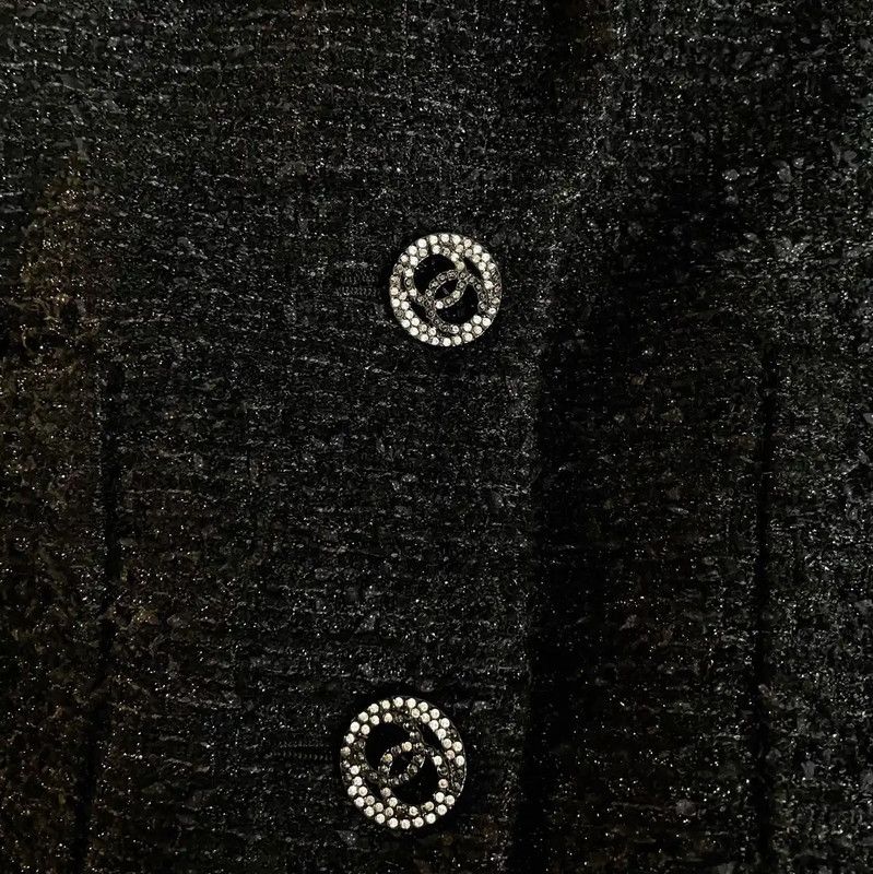 Chanel Chanel Black Cotton Blend Tweed Jacket 0089 Size S / US 4 / IT 40 - 6 Thumbnail