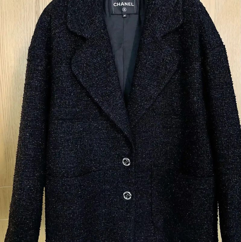Chanel Chanel Black Cotton Blend Tweed Jacket 0089 Size S / US 4 / IT 40 - 4 Thumbnail