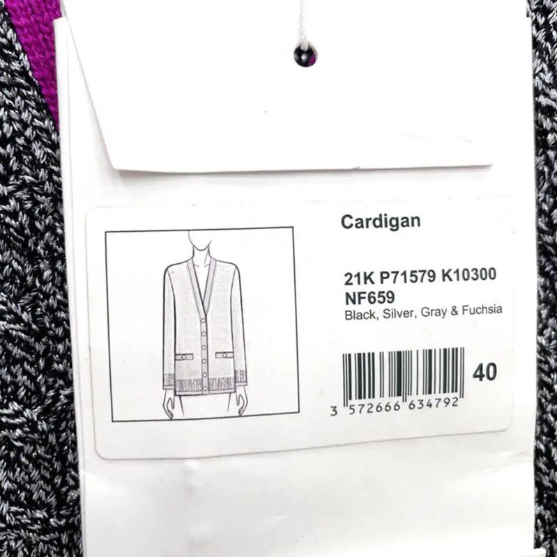 Chanel Chanel Gray Long Sleeve Cardigan with Pink Trim 0089 Size L / US 10 / IT 46 - 5 Thumbnail
