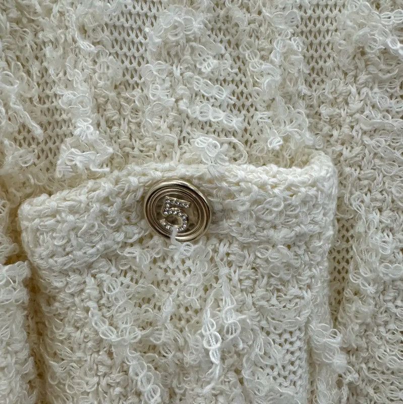Chanel Chanel Women's White Cotton Jacket 0089 Size M / US 6-8 / IT 42-44 - 5 Thumbnail