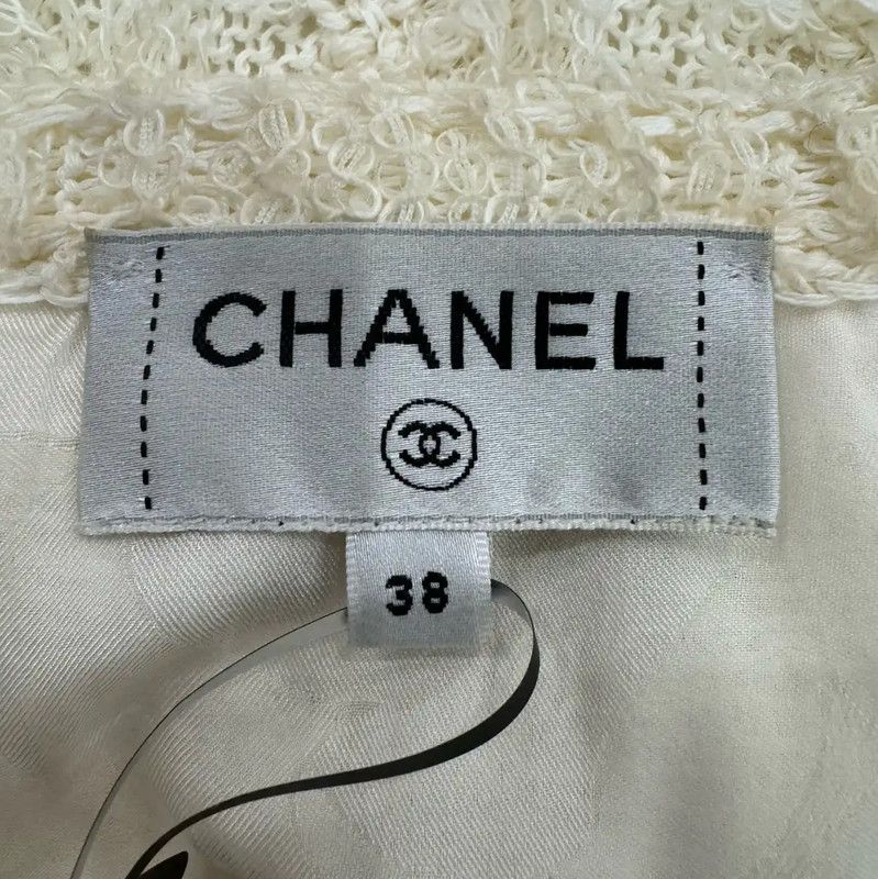 Chanel Chanel Women's White Cotton Jacket 0089 Size M / US 6-8 / IT 42-44 - 6 Thumbnail