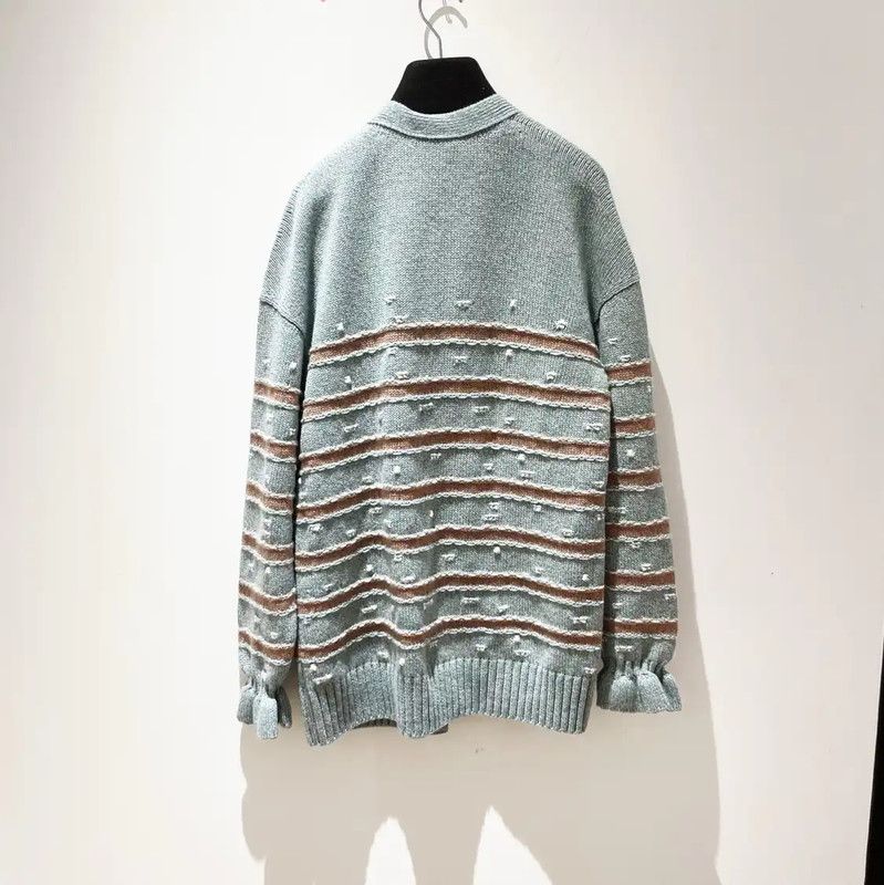 Chanel Chanel Green Cashmere Cardigan with Stripes 0089 Size S / US 4 / IT 40 - 2 Thumbnail