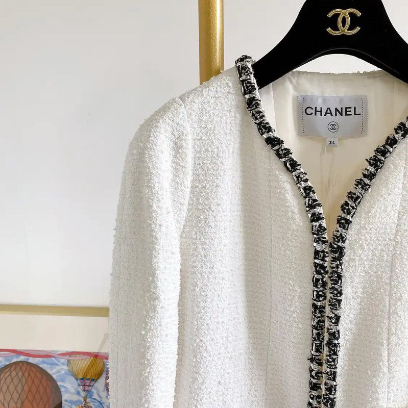 Chanel Chanel White Cotton Women's Jacket for Spring Autumn 0089 Size XS / US 0-2 / IT 36-38 - 3 Thumbnail