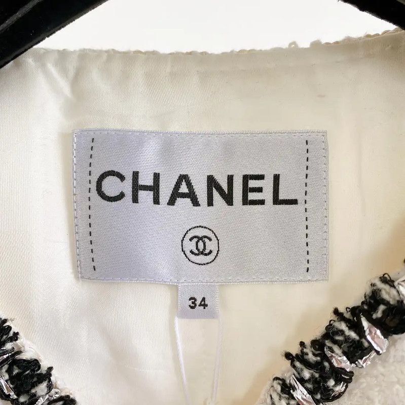 Chanel Chanel White Cotton Women's Jacket for Spring Autumn 0089 Size XS / US 0-2 / IT 36-38 - 7 Thumbnail