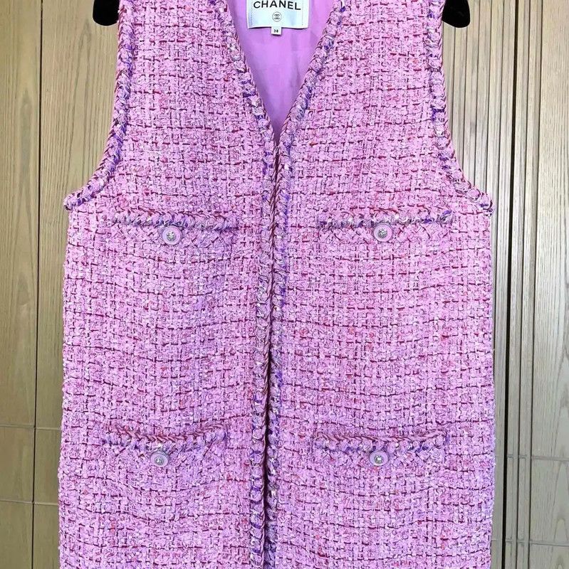 Chanel Chanel Pink Cotton Blend Vest for Women 0089 Size S / US 4 / IT 40 - 4 Thumbnail