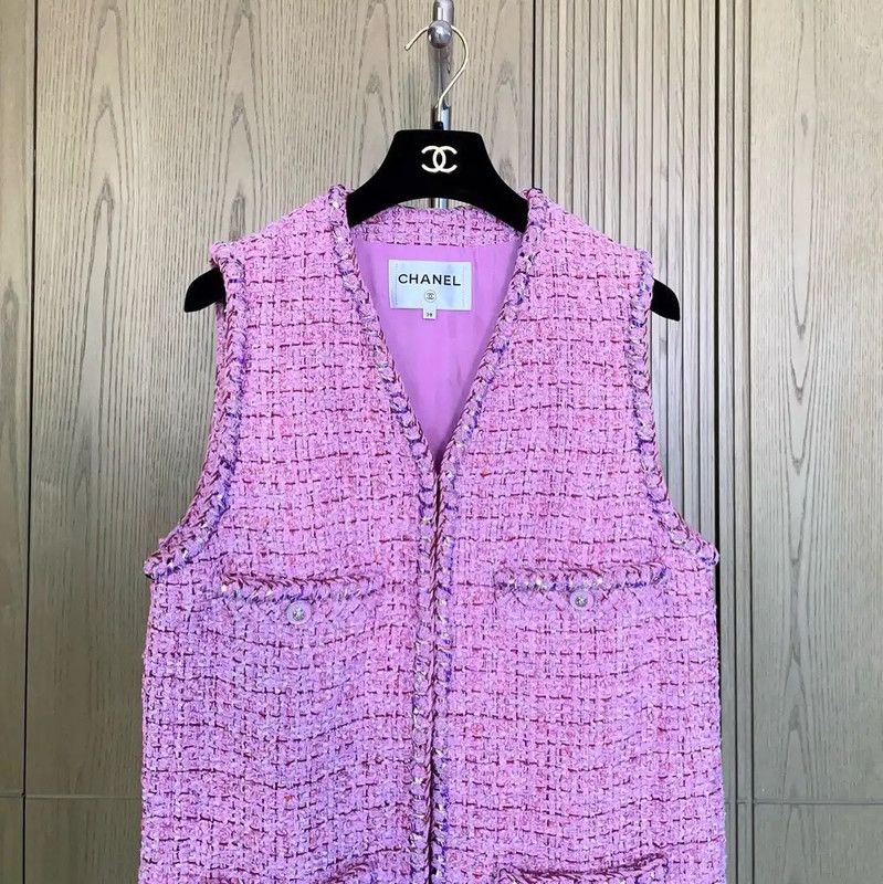 Chanel Chanel Pink Cotton Blend Vest for Women 0089 Size S / US 4 / IT 40 - 3 Thumbnail