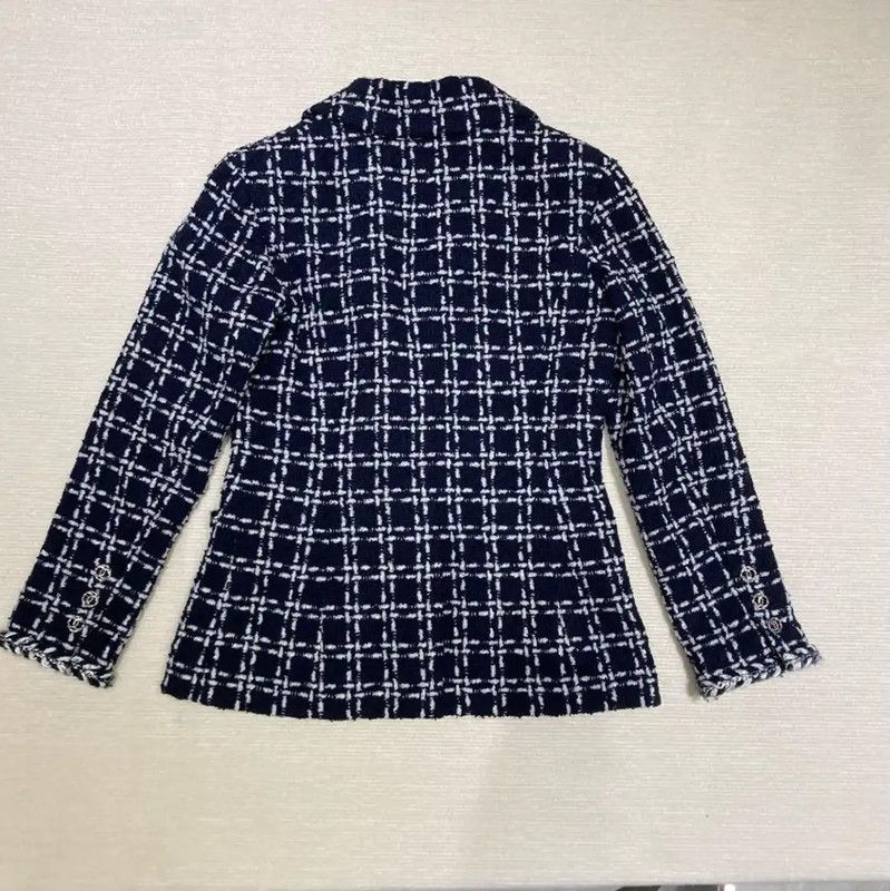 Chanel Chanel Winter Navy Checkered Tweed Short Coat 0089 Size S / US 4 / IT 40 - 2 Thumbnail