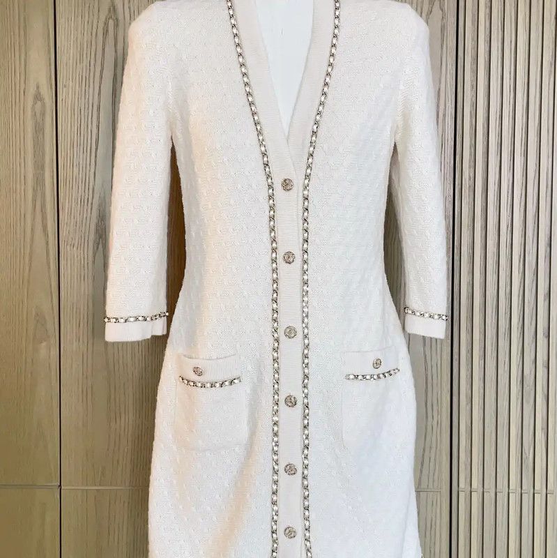 Chanel Chanel White Cashmere Chain Cardigan 0089 Size S / US 4 / IT 40 - 5 Thumbnail