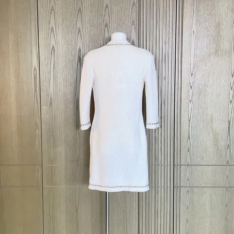 Chanel Chanel White Cashmere Chain Cardigan 0089 Size S / US 4 / IT 40 - 3 Thumbnail