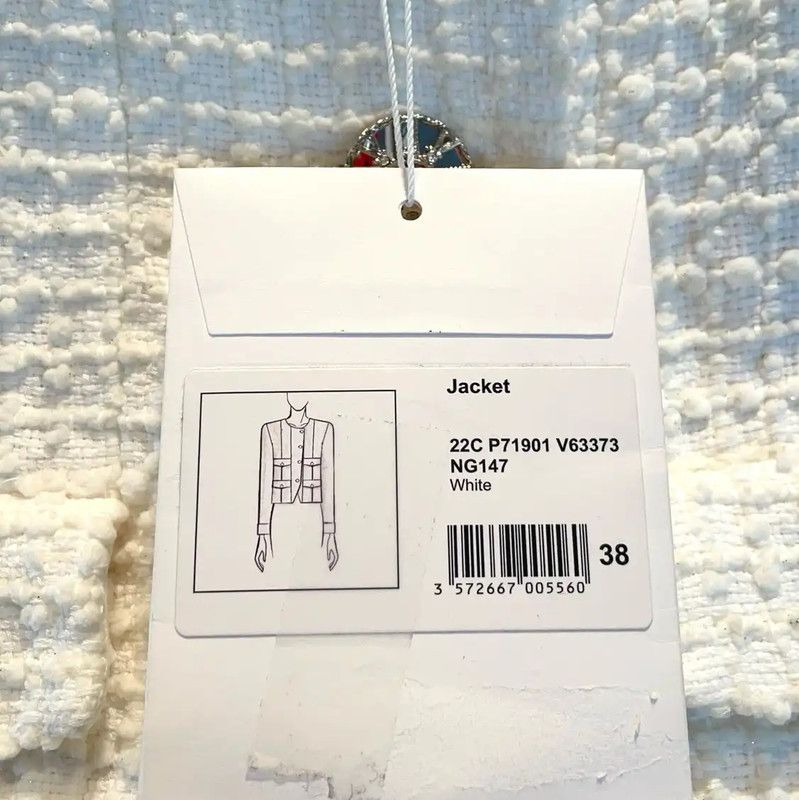 Chanel Chanel White Cotton Blend Women's Jacket 0089 Size S / US 4 / IT 40 - 7 Thumbnail