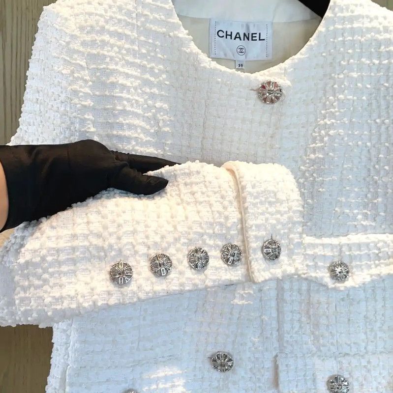 Chanel Chanel White Cotton Blend Women's Jacket 0089 Size S / US 4 / IT 40 - 5 Thumbnail