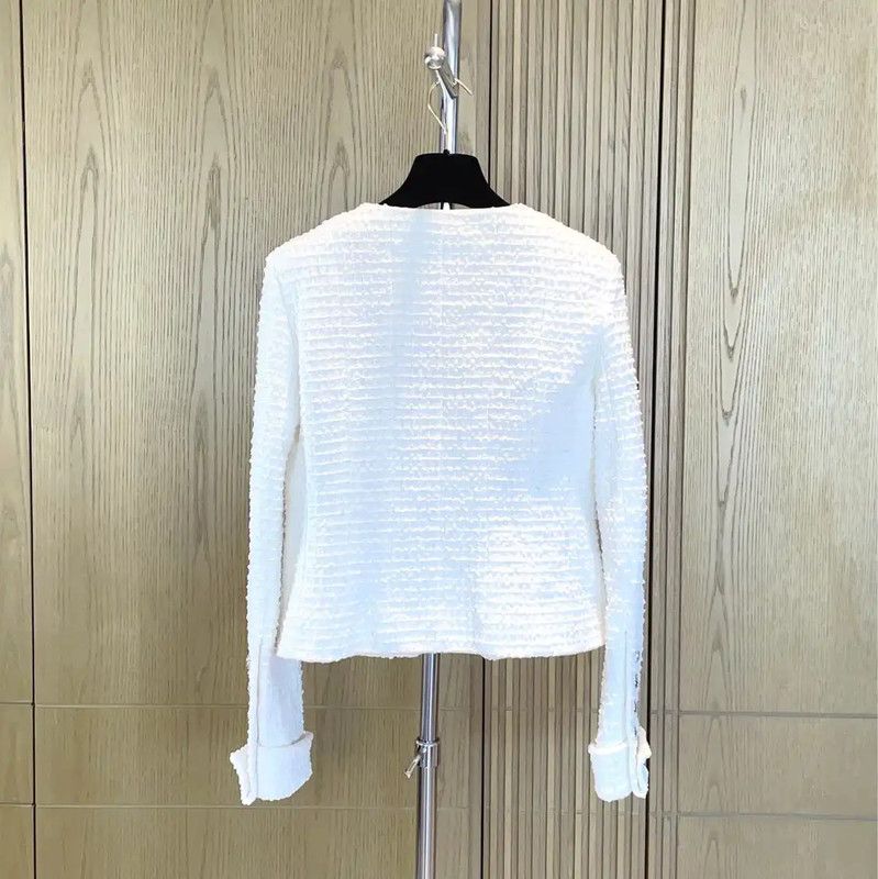 Chanel Chanel White Cotton Blend Women's Jacket 0089 Size S / US 4 / IT 40 - 2 Thumbnail