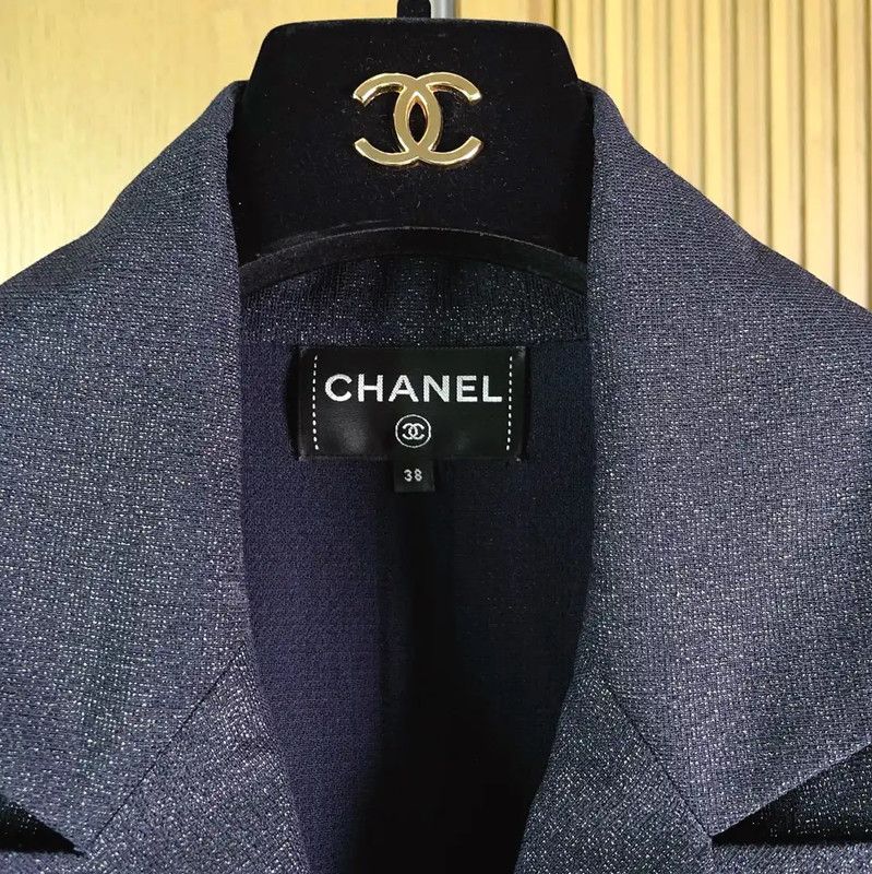 Chanel Chanel Wool Blend Long Sleeve Dress in Navy 0089 Size S / US 4 / IT 40 - 8 Thumbnail