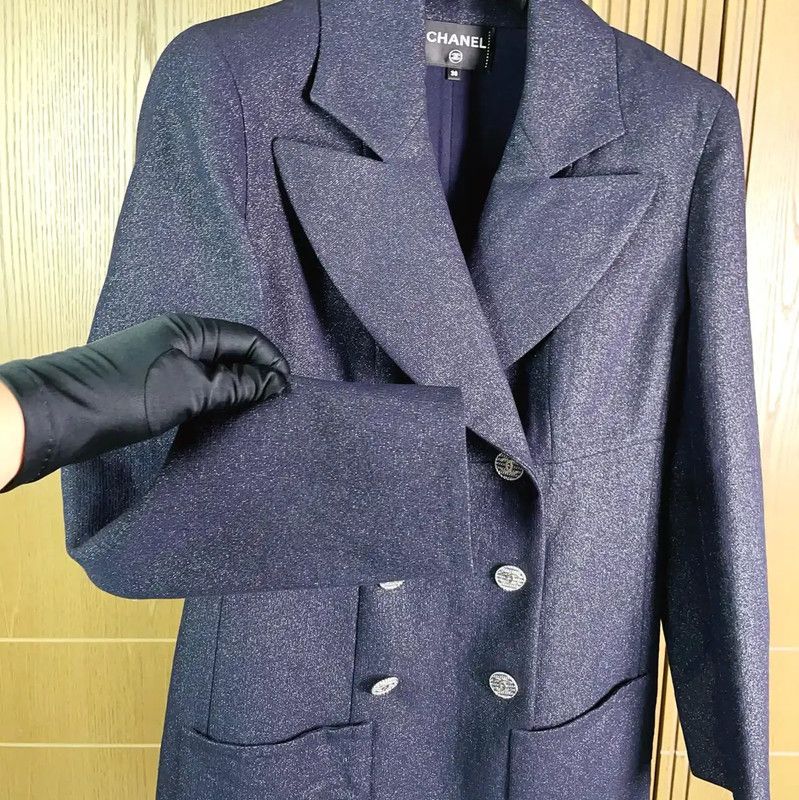 Chanel Chanel Wool Blend Long Sleeve Dress in Navy 0089 Size S / US 4 / IT 40 - 5 Thumbnail