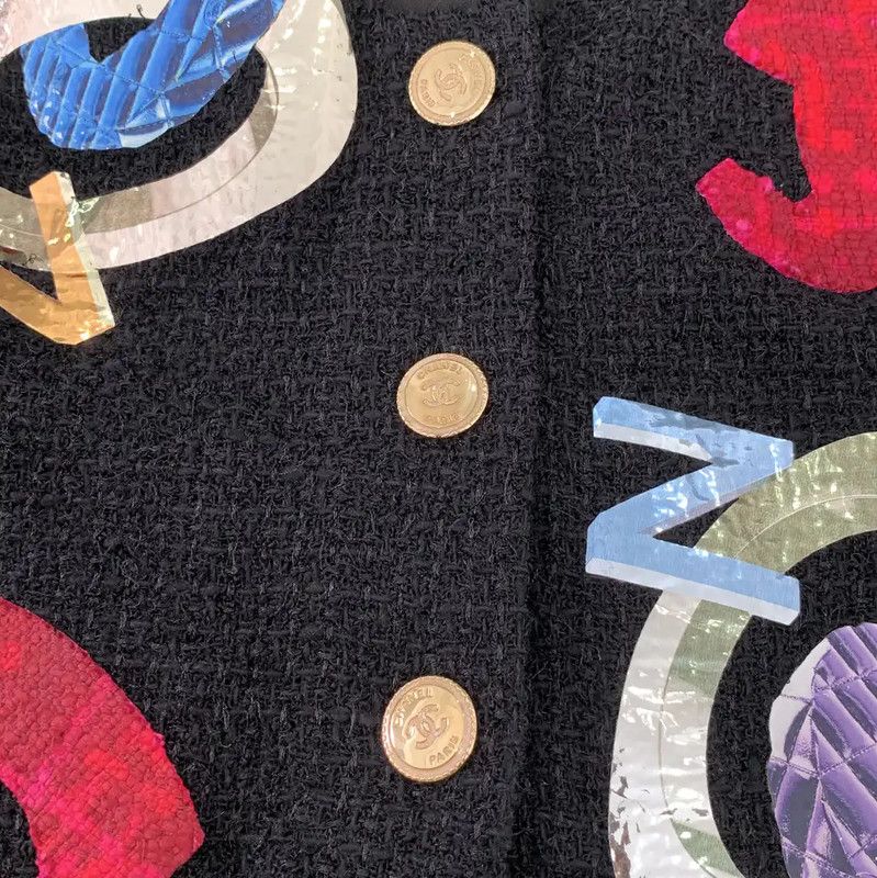 Chanel Chanel Black Cotton Women's Cardigan 0089 Size ONE SIZE - 5 Thumbnail