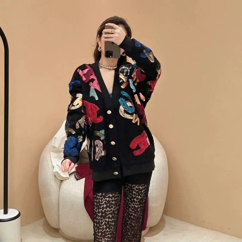 Chanel Chanel Black Cotton Women's Cardigan 0089 Size ONE SIZE - 10 Thumbnail