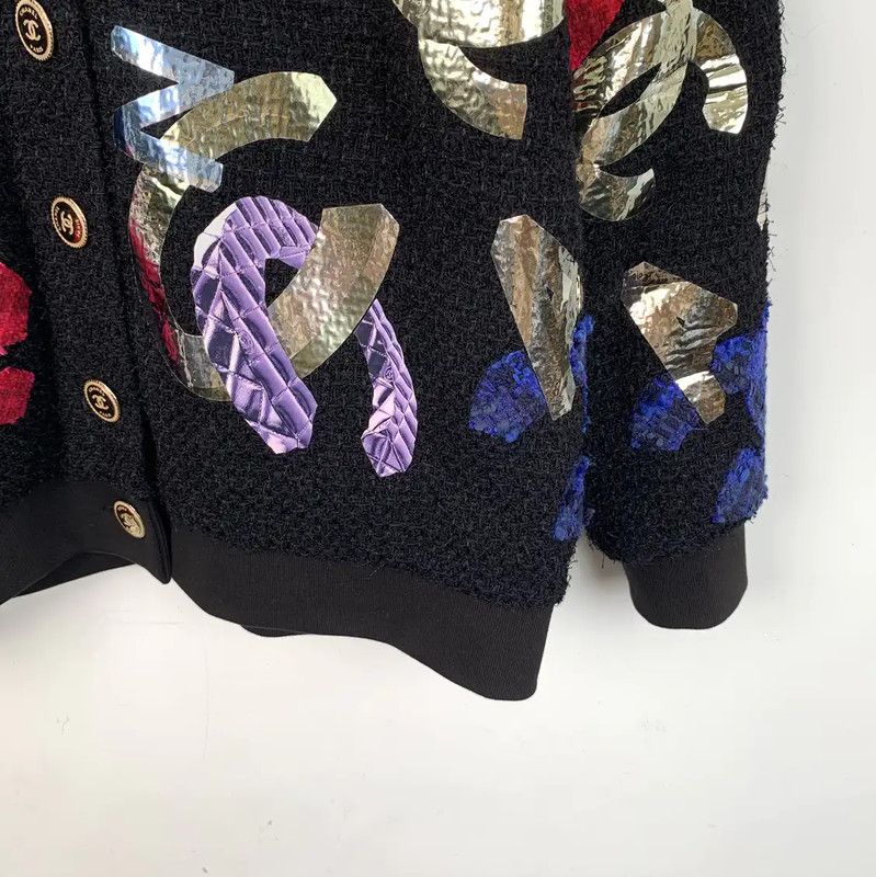 Chanel Chanel Black Cotton Women's Cardigan 0089 Size ONE SIZE - 4 Thumbnail