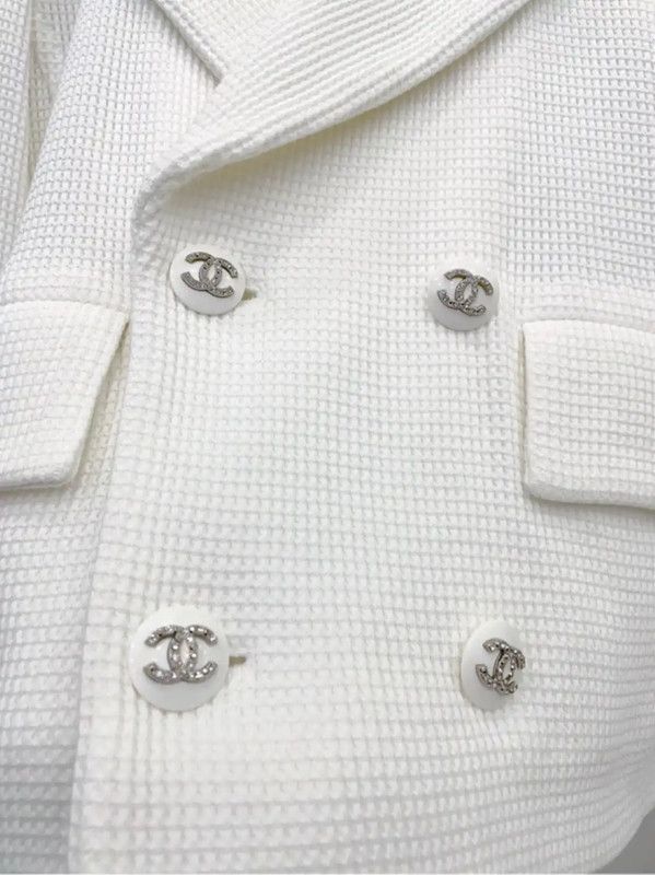 Chanel Chanel White Cotton Women's Jacket 0089 Size S / US 4 / IT 40 - 7 Thumbnail