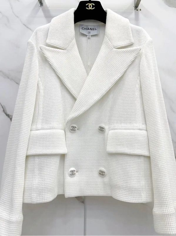 Chanel Chanel White Cotton Women's Jacket 0089 Size S / US 4 / IT 40 - 4 Thumbnail